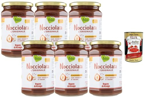 Italian Gourmet Rigoni di Asiago Pâte à tartiner noisettes & cacao 6 x 650 g – grand format, texture ultra crémeuse, sans huile de palme, idéale petit-déjeuner & pâtisserie + Italian Gourmet Polpa