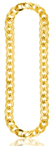Large Fake Gold Chain Fancy Dress Jewellery for Men and Kids - Chunky Gold Necklace Costume Jewellery for 80s Fancy Dress Men and Women - Chunky Gangster Chain as Hip Hop Outfit Accessories