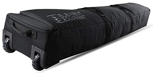 Element Equipment Wheeled Padded Ski Bag Ultimate Double - Premium High End Double Roller Travel Bag 195 Black Ripstop
