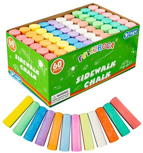 FELIZROCA 60pcs Giant Pavement Chalks for Children Chalk Sidewalk City Chalk Toddlers Outdoor Walking Out the Driveway