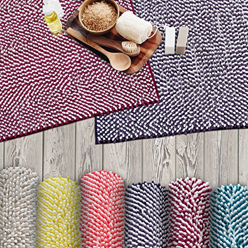 Floordirekt Badematte Manta | Badezimmerteppich | weiche Chenille-Struktur | Bicolor | Komfortabel & attraktiv erhältlich (50 x 80 cm, Rot)