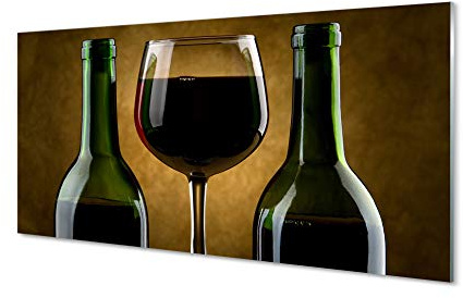 Tulup Cuadro de Cristal 140x70cm Impresa Decoración De Pared Mural Vino - 2 Botellas de Vidrio de Vino