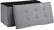 AKA Storage Ottoman, Padded Foldable Bench, Chest with Lid, Holds up to 300 kg, for Bedroom, Hallway, Living Room (Light Grey Linen, 76cm x 38cm x 38cm)