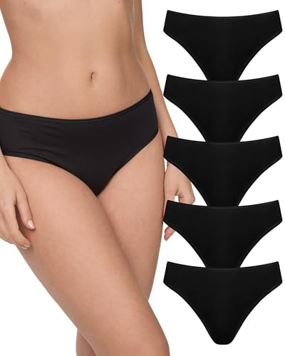 Nur Die Lot de 5 Mini Slip, Noir, 42-44 Femme