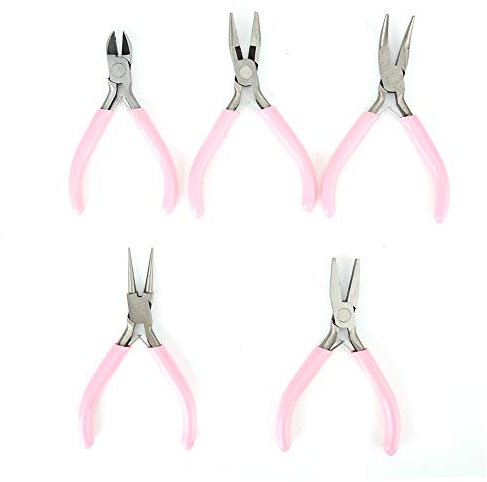 5-teiliges rosa Zangen-Schmuck-Werkzeug-Set, Mini-Zangen-Set, 10,2 cm, Metall-Zangen-Set, Schmuck-Herstellung, Werkzeug, Schmuck-Zangen-Set, Schmuck-Zangen-Set, Schmuck-Werkzeuge, Reparaturwerkzeuge