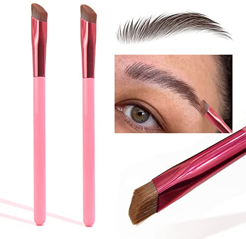 2PCS Multi-function Eyebrow Brush Make Hair Like Strokes at All, Eye Brow Concealer Contour Brush, Professional Square Angled Eyebrow Brush for Eye Brow Makeup