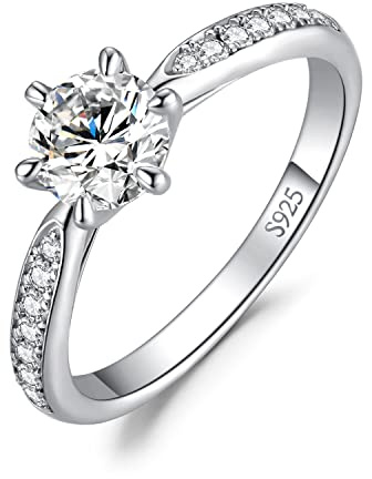 JewelryPalace 0.5ct Classique Moissanite Bague Taille Rond Solitaire Pierre Argent Massif 925 Femme, Bague Diamant Simulé Fiançailles Mariage Promise Alliance, Ensemble Bijoux Mariee