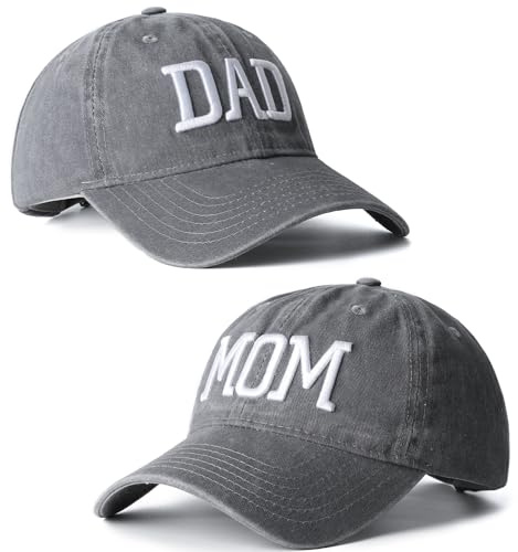 Set di 2 cappelli da baseball ricamati regolabili regalo per genitori coppie classico mamma papà regali cappello, Gary Dad Hat e Gary Mom Hat, 6 5/8-7 5/8