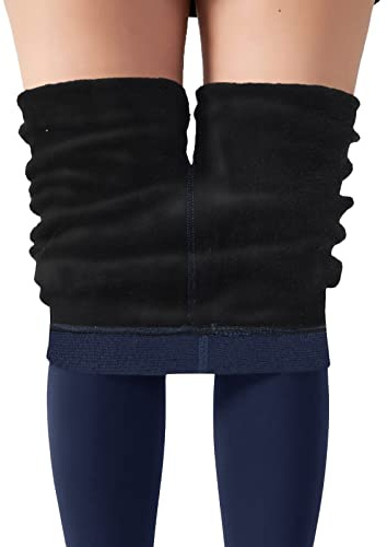 Collant in pile, da donna, colore della pelle, per donna, in pile, imbottiti, a compressione, caldi, termici