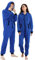 Dodheah Unisex Onesie für Erwachsene Schlafanzug Pyjamas Outfits mit Reißverschluss Kapuze Einteiler Weihnachten Nachtwäsche Blau Schwarz Reißverschluß L