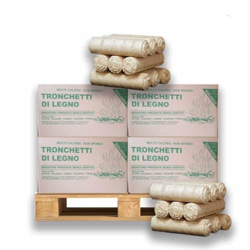 Tronchetti da Ardere in Legno Pressato per Camino 30 kg, per camino, stufa, forni a legna, 3x10 kg