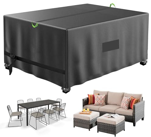 Neuradical Garden Furniture Cover - Waterproof Patio Sofa Covers, Oxford Fabric Cover for Outdoor Table & Chairs, Outside Cube Rattan Set Covers with Air Vent, Anti-UV - Tear Resistant 250x200x90cm