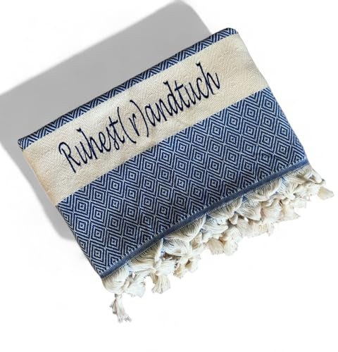 ARTHI XXL Hamamtuch Strandtuch personalisiert, super geeignet als Saunatuch, Badetuch, Wellness, Yoga, Fitness,Sport, individuelle Geschenkidee, 100x180cm, 100% Baumwolle (Marineblau)