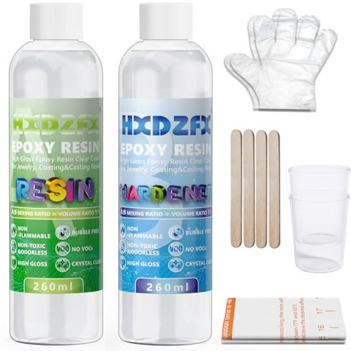 520ml/20oz Epoxy Resin Kit - Self-leveling & Bubbles-Free Crystal Clear Epoxy Resin Kit for DIY Art, Resin Jewellery Making, Table and Countertop Coating, Coasters, Wood - Heat & UV Resistant