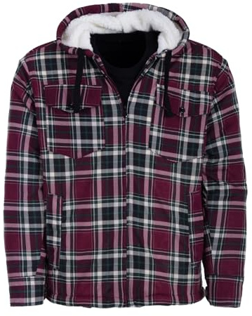 Henry Terre skogshuggarjacka, herr, skjortjacka, huva, arbetsjacka, skjorta, flanell, termojacka, rutig, fodrad, Grön, 3XL