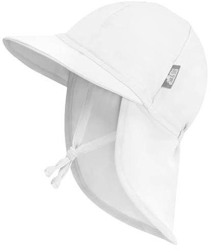 JAN & JUL Baby solhatt med nackflik för simning, Vitt, 6-24 Months