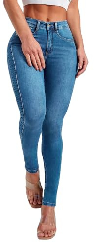 Dam Mid Rise Stretchiga Skinny Jeans Slim Fit Butt Lift Jeggings Slitna Klassiska Casual Yoga Denim Byxor med fickor