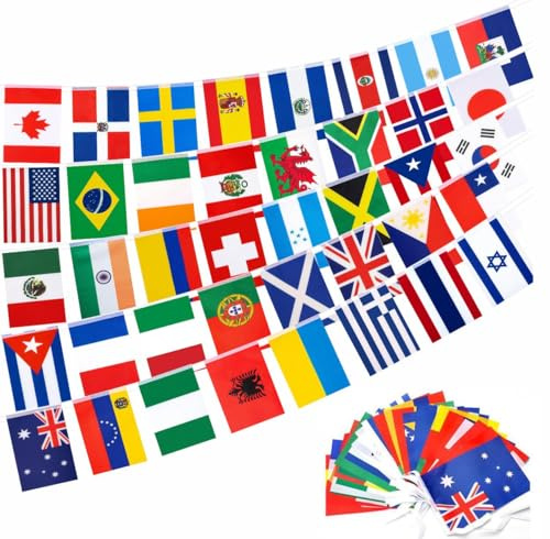 226 Countries International World String Flags Banner Set - 235ft Small Mini All Countries National Bunting Flags for Olympics, World Cup, Classroom,Sports Events,Bar,International Festivals Decorations