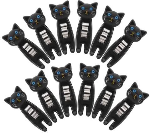 Parliky 12pcs Potato Chip Bag Clips Binder Clips Paper Clip Set for Notes Receipts Food Packaging Cat Shaped Bag Clips for Kids Office Home