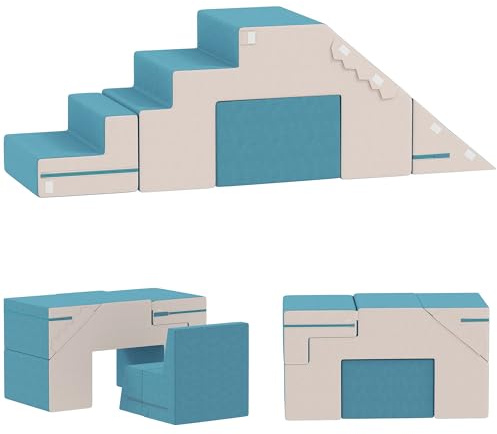 AIYAPLAY Set di 2 mattoncini da costruzione in schiuma per bambini, con effetto velluto, per arrampicata, colore beige e blu