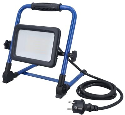 as - Schwabe Optiline LED-arbetsstrålkastare 50 W, 6000 lumen – 40 000 h livslängd – 2 m anslutningskabel – IP65 stålhölje – vikbar ram – robust – 4000 K neutral vit – byggspotlight IP44, 46681