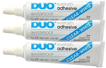 Colle DUO résistante à l'eau pour faux cils et sourcils - Lot de 3 (défaut mineur de fabrication sur l'emballage) - Forte adhérence