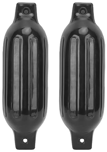 NUMNBE Defensas para Barcos, 5,5 x 20 Pulgadas, Juego de 2 Piezas, Bumper de PVC Negro - Alta Resistencia, Diseño Ovalado con Ojos Gemelos, Protección para Embarcaciones y Boyas