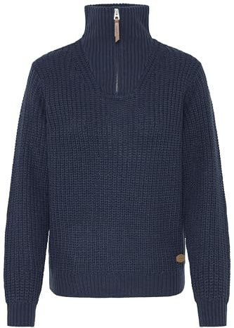 OXMO OXEDNA Damen Strickpullover Troyer Grobstrick Pullover Regular fit