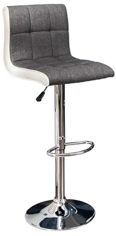 invicta INTERIOR riess-Ambiente.de Höhenverstellbarer Barhocker Modena grau weiß Barstuhl mit Fußablage | Tresenhocker für die Hausbar