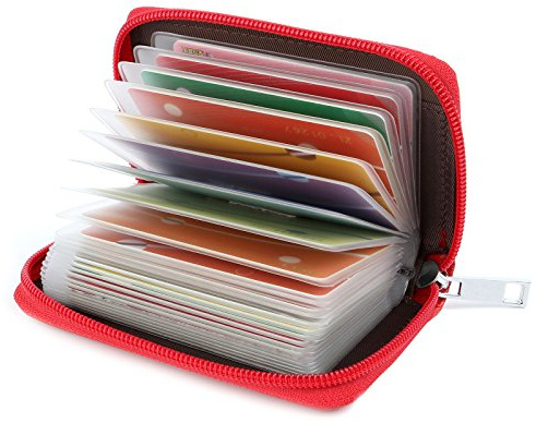 GERIINEER Kreditkartenetui Damen Herren Kartenetui Leder (Rot)