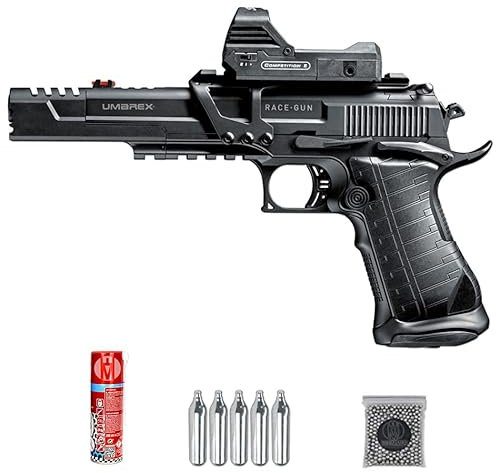 UMAREX UX RACE GUN Kit M12 | Pack Pistola de balines (perdigones o Bolas de Acero BB's). Arma de Aire comprimido.CO2. Calibre 4,5mm. 2.8 Julios.
