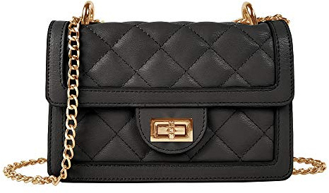 SG SUGU Small Quilted Crossbody Bag, Trendy Designer Shoulder Bag, Phone Wallet Purse for Women (Black)