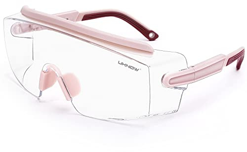 UKNOW Safety Goggles Over Glasses, Anti Fog Safety Glasses with Clear Wraparound Lens, ANSI Z87.1 Protective Eyewear