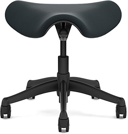 Humanscale Freedom Saddle Stool Seat Chair F300 - Graphite Frame Hematite Lotus Textile F300GK182 - Soft Hard Floor Casters