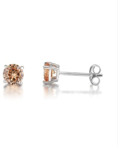 inSCINTILLE Lucciole Orecchini Punto Luce in Argento 925 Rodiato con Zirconia Cubica (Ambra, 0.30 cm)