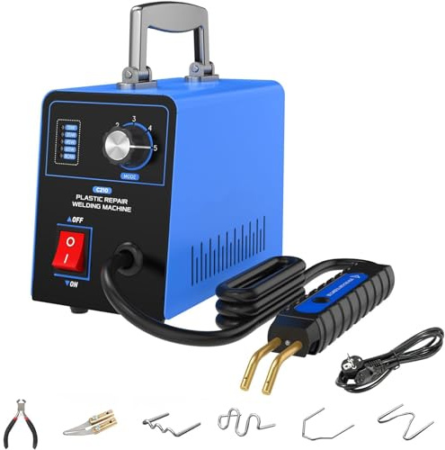 MOTOCOCHE Kit Soudage Plastique Machine (15W 35W 45W 65W 80W) Pistolet Soudure Plastique Réglable avec 600 Agrafes Chaudes et Pince de Réparation de Pare-Chocs de Voiture pour Réparations Plastiques