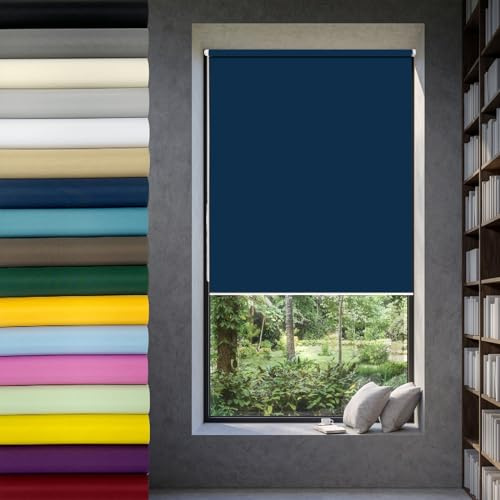 Natural Blackout Roller Blind 30 x 80 cm Blinds Curtains, Curtain Roller Blind, Privacy Screen Thermal Insulated,UV Protec, Made to Measure for Home Office Bedroom Kids Room, Blue