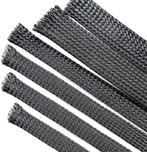 spiral protector Insulated Braid Tight Mesh Tube 1 Meter 10 Meters Black Nylon 1mm to 100mm Expandable Wrapping Cable Sleeve Wire Sleeving Spiral wraps cable(10mm inside diameter,1 Meters)