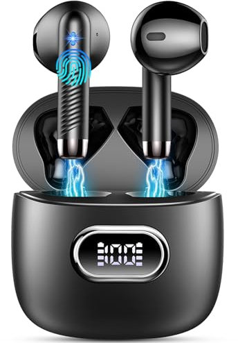 Bluetooth Kopfhörer, Kopfhörer Kabellos Bluetooth 5.4 In Ear Kopfhörer Bluetooth mit 4 Mic, 42H Kabellose Kopfhörer ENC Noise Cancelling, Tiefer Bass Earbuds IP7 Wasserdicht Ohrhörer, LED-Anzeige-2025