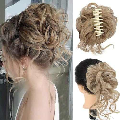 Hanaoops Chignon Capelli con Pinza Pelo Arruffato Ondulato Chignon Capelli Clip in Sintetiche Posticci per Capelli Coda di Cavallo Scrunchie per Donna