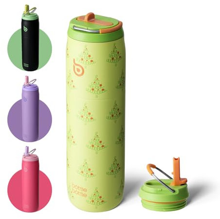 Bottle Bottle Insulated Water Bottle 950ml(32oz) with Straw and Lid for Sports and Gym Stainless Steel Metal Drink Flask for Hot Water with Handle (Tree)