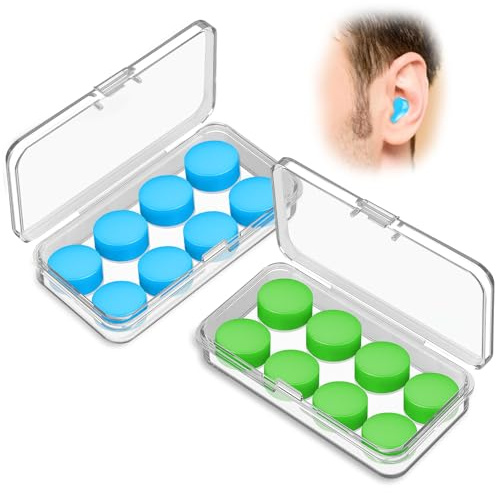 Saleependent 8 Paar Ohrstöpsel zum Schlafen, Schwimmen und Lärmschutz - Sanfte Silikon Ohrstöpsel mit Geräuschreduzierung, Wiederverwendbar, Ideal für Schlafen, Fliegen und Schwimmen (Blau, Grün)