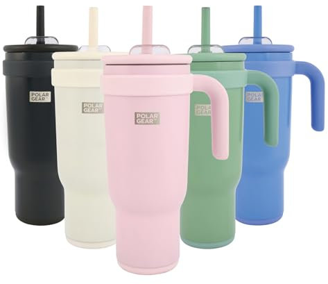Polar Gear Stainless Steel Water Bottle with Straw - 1.1L Double Wall Insulated Tumbler with Straw and Lid - BPA- Free Leakproof Water Flask - Drinks Bottle Keeps Drinks Hot or Cold for Hours