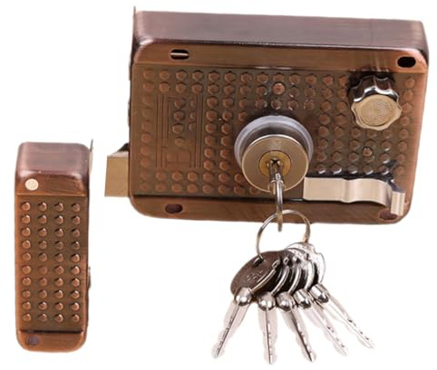 VILLCASE Cerradura Sobreponer Vintage para Puerta Interior de Pestillo Resistente y Duradero Instalación para Oficinas y Protección Segura con Doble Bloqueo