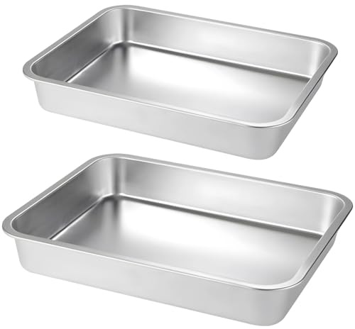 2 moldes para lasaña de acero inoxidable extra profundos, ideales para hornear, asar y usar en horno