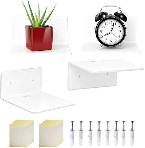 Mensole da parete trasparenti, multifunzione, decorative, 10,2 cm, per bagno, mensole sospese, per camera da letto, cucina, libreria, soggiorno, album, bagno, posto di lavoro