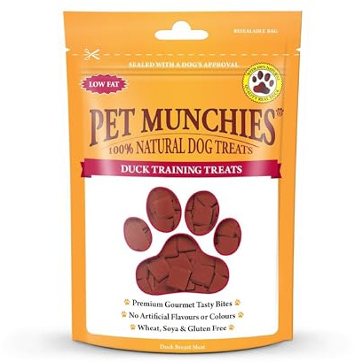 Pet Munchies Duck Dog Training Treats, Grain Free Tasty Bites with Natural Real Meat, Low in Fat 50g (Pack of 8)