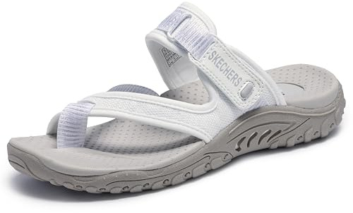 Skechers Reggae Seize the Day Sandalia tipo chancla con separador de dedo para mujer, Blanco, 35 EU