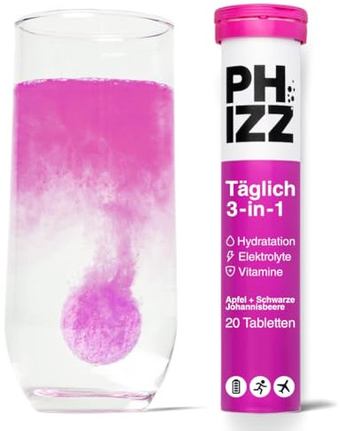 Phizz Electrolytes, Multivitamin & Hydration Tablets - 20 Effervescent Rehydration Electrolyte Tablets - 18 Vitamins & Minerals, Vitamin C, Vegan, Vegetarian & Low Calorie (Apple * Blackcurrant)