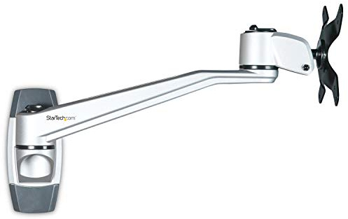 StarTech.com Wall Mount Monitor Arm - Premium - 10.2” Single Swivel - Supports Monitors 12” to 34” - VESA Monitor Wall Mount Bracket - Silver (ARMWALLDS2)